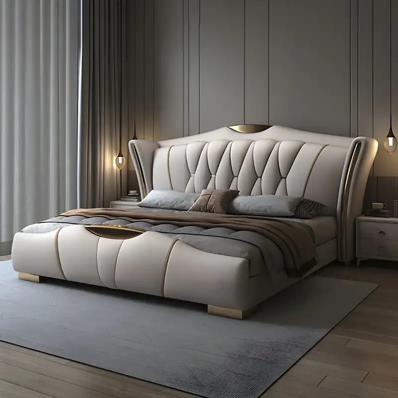 Spear upholstered bed Made to Order Custom Designed
